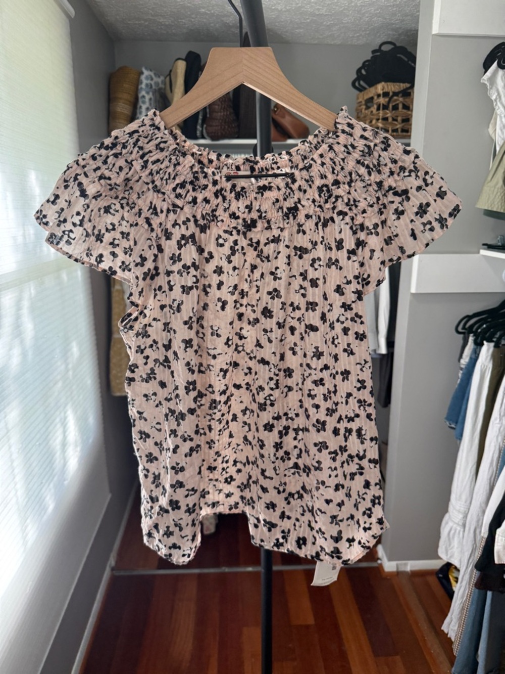 Ulla Johnson Cream Blouse with Black Floral Print - Picture 2 of 7